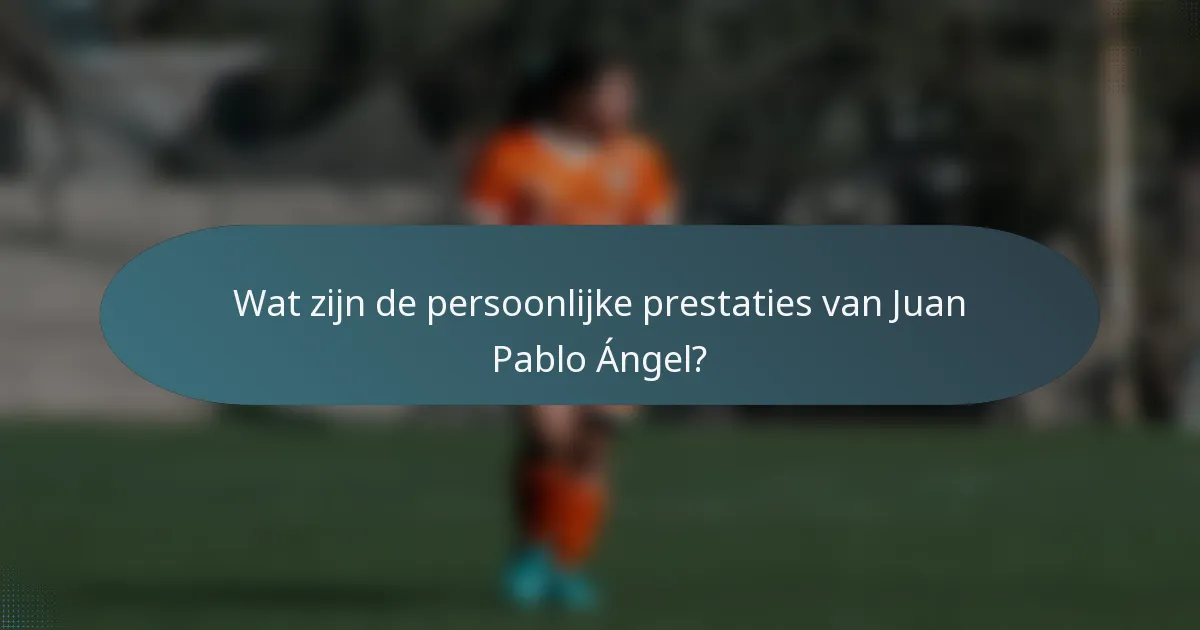 Wat zijn de persoonlijke prestaties van Juan Pablo Ángel?